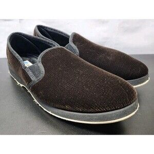 Foamtreads REGAL Mens Black Velour Slip On House Shoes Comfort Slippers Sz 10.5M